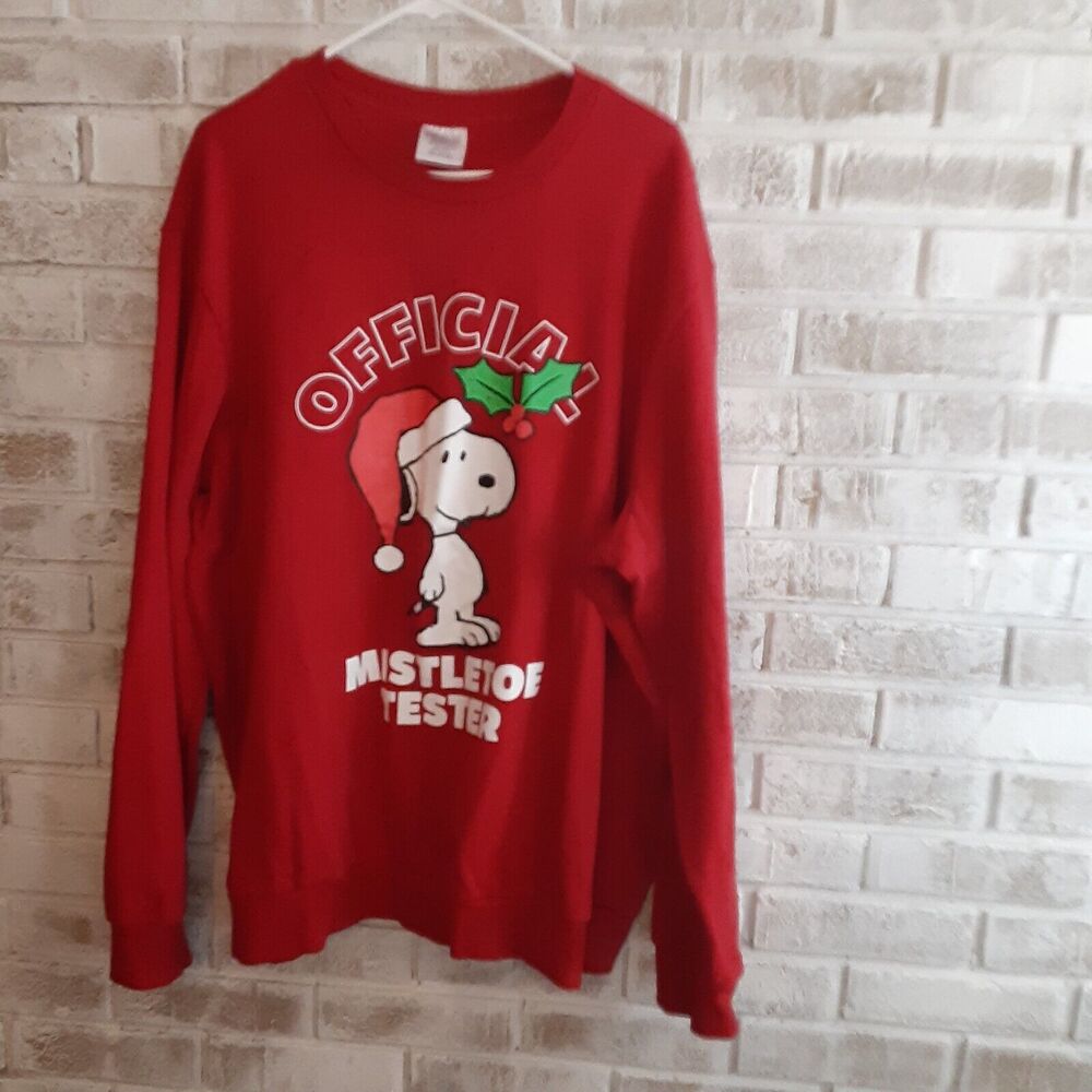 Peanuts Snoopy Christmas Sweatshirt Mistletoe Tester sz 2XL